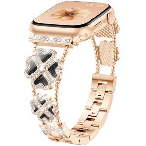 2 x Omnillert Fancy Metal Bands Compatible with Apple Watch Band 41mm 40mm 38mm 42mm 44mm 45mm 46mm 49mm Women, Breathable Adjustable Strap Elegant Jewelry Bracelet for iWatch series 10 9 SE 8 7 6 5 4 3