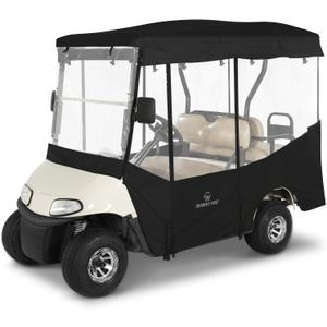 Golf Cart Enclosures 4 Passenger 80 Extended Roof for Ezgo RXV,600D Clear Rain Cover Driving Enclosure 4 Seater,Full Roll Up 4 Sided Transparent Windows&Door Heavy Duty Zipper,Side Mirrors Openings
