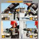 1-1/4 Inch SDS-Plus Rotary Hammer Drill, 12.5Amp Electric Heavy Duty Hammer Drill Corded with 4 Functions, Demolition Hammer for Concrete with Drill Bits and Chisels, Safety Clutch & Vibration Control