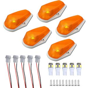 LED Cab Roof Marker Lights, for 1973-1997 Ford F150 F250 F350 F450 F550 F-Series Super Duty Trucks, 5PCS, Amber Lens, Waterproof, Shockproof, Front Upper Position