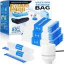 20 Pack Vacuum Storage Bags with Electric Pump, Compression Space Saver Vacuum Seal Bags 4 Jumbo/4 Large/4 Medium/4 Small/4 Roll Up Bags for Clothing Travel Comforters Blankets Pillows Bedding Duvets