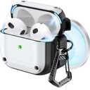 RFUNGUANGO for AirPods 3rd Generation Case Cover with Cleaner Kit,Powerful Drop Protection, Magnetic Lid, for AirPod Gen 3 Charging Case 2021, White