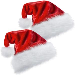 Santa Hats Adult Kid with LED Lights & XXL Extra Large Christmas Hats Soft Plush Thicken