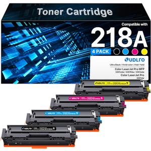 218A 218X Toner Cartridges 4 Pack - 3301fdw Toner Replacement for HP 218A: HP 218X Toner Cartridges for HP Color Laser Pro MFP 3301FDW 3301CDW 3201DW 3301SDW Printer Ink, W2180A 218A High Yield Ink