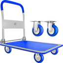 Push Cart Dolly by Wellmax, Moving Platform Hand Truck, Foldable for Easy Storage and 360 Degree Swivel Wheels with 330lb Weight Capacity, Blue Color