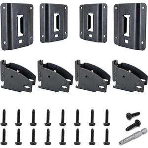 4 Pack Truck Bed Tie Down Anchor Boxlink E Port Bracket Plates Compatible with Ford Raptor 2015-2025 F150 / F250 / F350 Super Duty, Fit for E Track Accessories - with Wood Beam End Socket