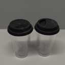 2 Packs Double Walled Glass Coffee Mugs with Silicone Lids, 12 OZ Reusable Glass Coffee Cups, Insulated Coffee Mugs, Cappuccino,Tea,Latte,Iced Coffee Cups, Glass Travel Mug, Heat Resistant