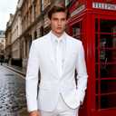 MOGU Blazer for Men, Slim Fit Suit Jacket, Casual Sport Coat with One Button, US Size 42 (42, White)