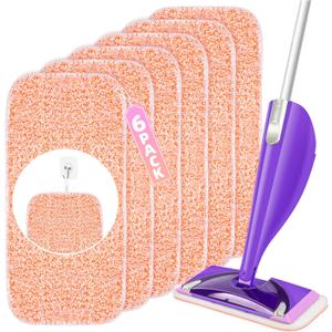 Power Scrubbing Reusable Mop Pads Compatible with Swiffer Wet Jet, Microfiber Wet Jet Refill, Machine Washable Wet Jet Pads, for Use on All Sealed Floors - Stone, Hardwood, Laminate & Tile (6 Pack)