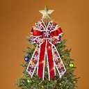 Hying Large LED Christmas Wreath Bows for Front Door Decor, Christmas Bow with LED Lights Xmas Snowflake Velvet Bows for Wreath Indoor Outdoor Decorations