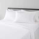 Amazon Basics Breathable, Machine Washable, Wrinkle Resistant Microfiber 4-Piece Bed Sheet Set with 14-Inch Deep Pockets, King, Bright White, Solid