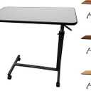 ProHeal Medical Overbed Table with Wheels and Adjustable Height - Gray Rolling Over Bed Table for Home and Hospital Use (Grey)