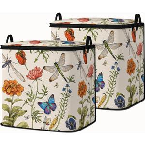 Large Comforter Storage Bag with Zipper,Closet Organizer for Clothes,Blankets,Quilts,Pillows,Fabric Storage Bags with Portable Handles 95L(2-Pack)
