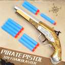 Toy Pirate Foam Blaster for Kids with Soft Foam Darts 20pcs Themed Pirate Buccaneer Costume Accessory for Boys 3 Years Old and Up