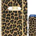 2026 Planner, Jan.2026 - Dec.2026 Planner Weekly and Monthly 6.25"x8.5" with Page Tabs, Calendar Hardcover with Inner Pocket, Elastic Band,Twin-Wire Binding,Bookmark, Black Leopard