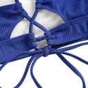 ZAFUL Women's Cutout Bikini Sets Scoop Neck Back Criss Cross Tie Ribbed High Cut Bikini Swimsuit Two Piece Bathing Suits (1-royal Blue)