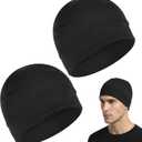 2PCS Cooling Skull Caps for Men, Black Skull Cap for Men Women, Breathable Sweat Wicking for Cycling Motorcycle Running Summer (Black) (Black)