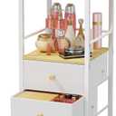 HapiRm Rolling Makeup Cart Organizer - Floor Skincare Make Up Storage with 3 Non-woven Fabric Drawers, Vanity Organizer Cosmetic Display Cases Holder for Skin Care Perfume Nail Polish Brush Hair Tool (Natural)