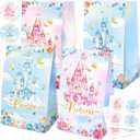 Whaline 24Pcs Princess Prince Party Favor Bags with Stickers Princess Castle Party Decoration Pink Blue Castle Treat Bags Candy Goodie Bag for Wedding Birthday Baby Shower Gender Reveal Supplies