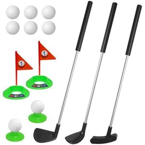 Dyienocs Kids Golf Set with 3 Clubs, 6 Practice Balls, Putting Cups and Flag Poles, Golf Training Kit-Only Right Hand