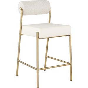 Meridian Furniture 587Cream-C Carly Collection Modern | Contemporary Vegan Leather/Boucle Fabric Upholstered Counter Stool, 19" W x 22.5" D x 37" H, Cream