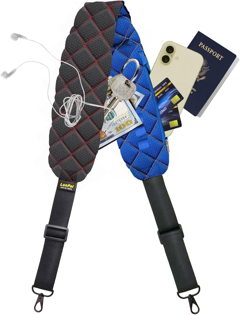 Ultra Comfortable Shoulder Strap Bag Belt with Anti-Theft Pockets and Padded, 2 Tone Reversible Use, Stylish & Secure