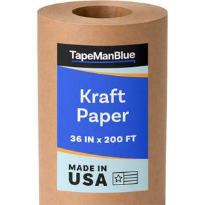 Kraft Paper Roll, 36" x 2400" (200'), Made in USA, 30 lb. Roll of Brown Paper for Banner, Poster, Crafts, Bulletin Board Backing, Kraft Table Cloth, Brown Construction for Shipping and Gift Wrapping
