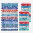 48 Pcs Cartoon Tropical Party Favors Slap Bracelets Rubber Wristbands, Hawaiian Element Palm Leaves Hibiscus Flowers Pattern Silicone Animation Exchanging Gifts Classroom Prizes Birthday Decorations