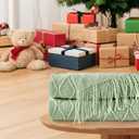 inhand Sage Green Throw Blanket for Couch, Soft Living Room Home Decor Knitted Twin Size Blanket, Outdoor Lightweight Breathable Summer Blanket, Farmhouse Warm Woven Decorative, 60"x80" (Basil)