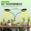 OSANI 24" Gooseneck Long Arm Grow Light, 48" Wide Coverage, 6000K Full Spectrum LED Grow Lights for Indoor Plants with Red Blue LEDs, 10-Level Dimmable, Auto Timer, USB & Adapter, Grow Lights Indoor