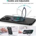 BENKS ArmorPop Magnetic Phone Grip & Stand for MagSafe, 360 Rotation Adjustable Phone Ring Holder for iPhone 17/16/15/14/13/12 Series, Durable Kevlar Design