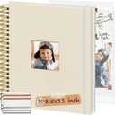 8.5x11 Inch Scrapbook Photo Album, Linen Cover DIY Scrapbooks with 30 Sheets Plastic Sleeves 60 Pages Memory Book for Wedding Birthday Baby Travel (Beige)
