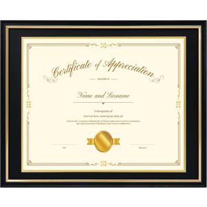16x20 Diploma Frame for 14x17 Certificate/Document/Picture with Double Mat(Black and Gold),Wood Degree Frame, Black with Gold Side,UV Protection Acrylic,Wall hanging