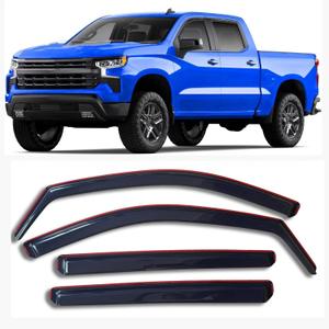 in-Channel Window Visors Rain Guards for 2019-2025 Silverado 1500 Sierra 1500 with Crew Cab, 4PC Side Window Wind Deflectors Vent Visor Sun Shades