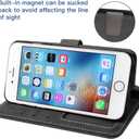 Asuwish Compatible with iPhone 6 6s Wallet Case Tempered Glass Screen Protector Flip Card Holder Stand Cell Phone Cover for iPhone6 Six i6 S iPhone6s iPhine6s iPhones6s i Phone6s Phone6 6a S6 Black