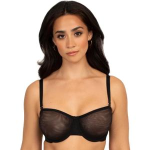 Smart & Sexy Women's Sheer Mesh Unlined Balconette Bra (36DD, Black Hue)