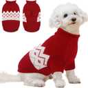 Queenmore Warm Dog Sweater, Soft Pet Knitwear, Knitted Pullover, Vlentines Day Gifts Winter Pet Clothes for Dogs Cats Red, Small