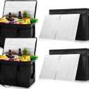 Maxcheck 4 Pcs XXXL Insulated Food Delivery Bags with Removable Hard Bottom Foldable and Reusable Grocery Tote Bag for Cold/Hot Food Commercial Pizza Catering Bag for Shopping Travel, 23 x 14 x 15 inches