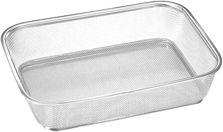 Cabilock Stainless Steel Drain Basket 13.38 X 9.84 X 3.14 Inch Fine Mesh Vegetable Fruit Strainer Kitchen Sink Colander for Food Rinsing and Draining