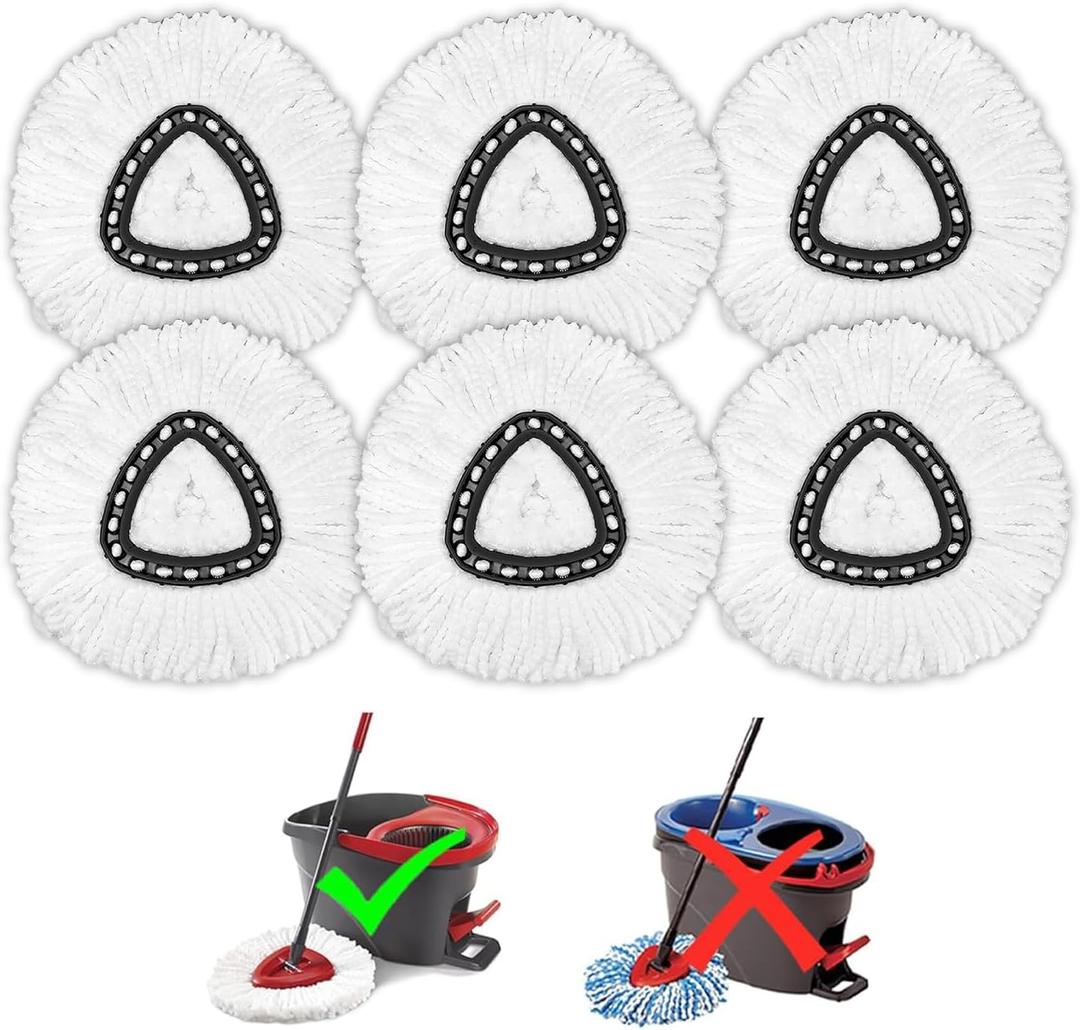 Mop Replacement Heads for O-Ceda Mop Replace Head Easy Wring Spin Mop Heads Replacements, O-Cedar Microfiber Spin Mop Refills, Spin Mop Replacement Head (White-6-pack)