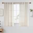 NICETOWN Linen Kitchen Curtains 54 Inch Length, Light Filtering Privacy Small Cafe Curtains 42" W, Linen Textured Elegant Short Window Treatments for Country Farmhouse Bedroom