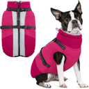 SUNFURA Dog Winter Coat, Warm Dog Coat with Harness for Medium Dogs Boys Girls, Reflective Fleece Lined Pet Winter Jacket Snowsuit for Pug, Jack Russel, Schnauzer, Hot Pink M