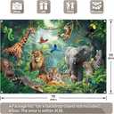 Fabric 7x5ft Jungle Forest Animals Photography Backdrop Tropical Rainforest Safari Background Wild Party Decorations Kids Event Photo Banner Props