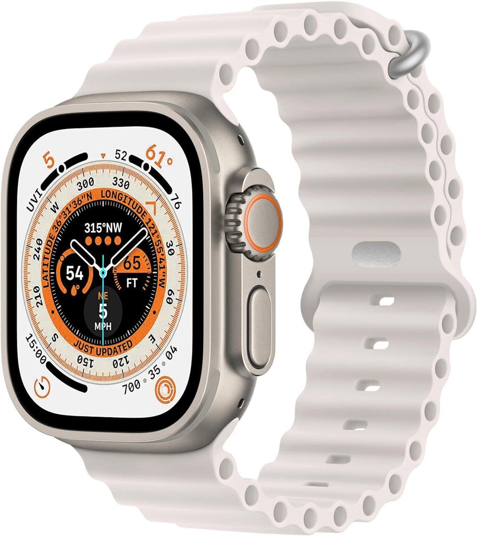 Ocean Band Compatible with Apple Watch Ultra 2 Band 49mm 45mm 44mm 42mm 46mm Women Men, Silicone Sport Band Adjustable Strap With Buckle for Apple Watch Ultra 3 1 iWatch Series 11 10 9 8 7 6 5 4 3 2 SE