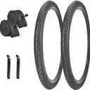 2 Pack 20"/ 24" / 26"x1.75" Bike Tires and Inner Tubes 20"/24"/26“x1.5/1.75”/1.95“ with 32mm AV Valves Replacement Tire for Hybrid Road City Commuter Bicycles Urban