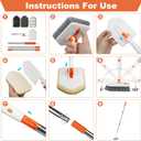 Long Handled Scrub Brush for Shower3-in-1 Cleaning Brushes with 3 Different Function Cleaning Heads Brush for Shower Cleaning Bathroom Kitchen Walls Tub Tile (Orange)