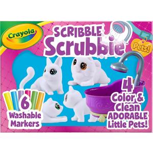Crayola Scribble Scrubbies Glam Pack (4 Pets), Washable Pet Care Toy & Coloring Animal Craft Kit, Gift for Kids, Playset for Girls & Boys, Ages 3+