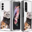 Case for Galaxy Z Fold 3 5G, Cute Cat Anti-Scratch Solid Hard case Protective Shookproof Phone Cover for Samsung Galaxy Z Fold 3 5G
