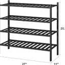 viewcare 4-Tier Black Bamboo Shoe Rack for Entryway, Stackable | Foldable | Natural, Shoe Organizer for Hallway Closet, Free Standing Shoe Racks for Indoor Outdoor