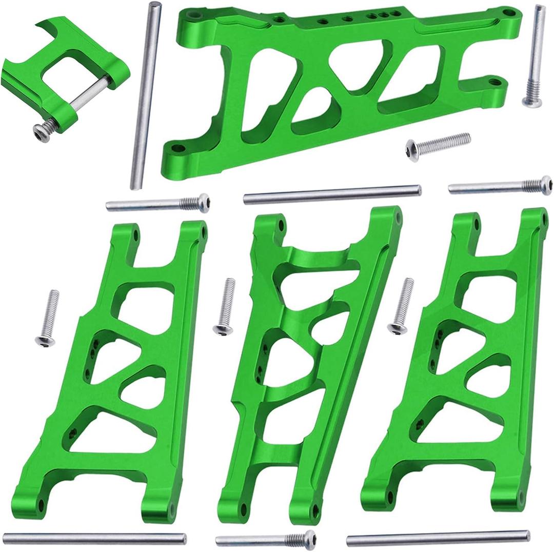Hobbypark Aluminum Suspension A-Arms Set Front & Rear for Traxxas 1/10 Slash 4x4, Stampede 4x4, Rustler 4WD VXL Upgrade Parts Option Hop Ups, Replace 3655X, Green (4-Pack)